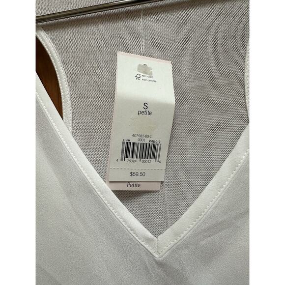 Banana Republic White V Neck 2 Layer Tank Top Womens Petite Small Racerback - Picture 3 of 10